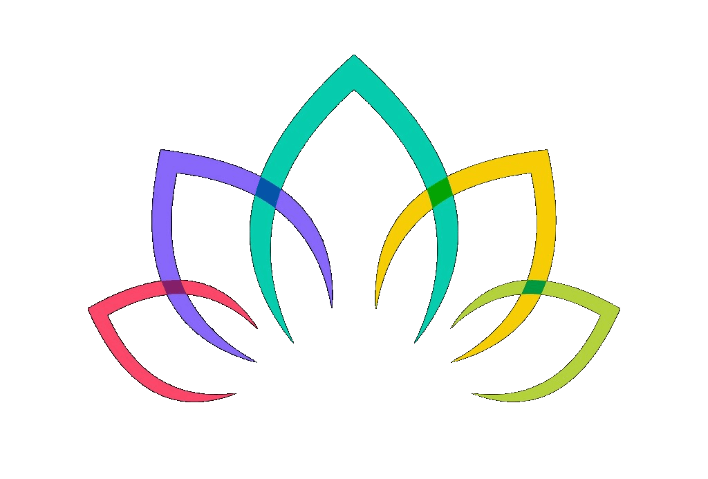 Logo de Cromoterapia: flor de loto multicolor